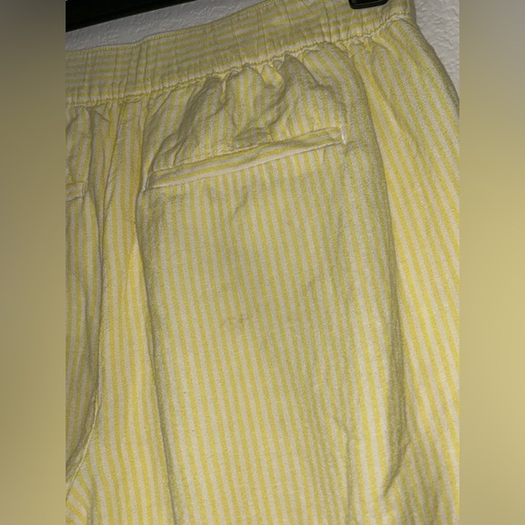 Loft Fluid Linen Blend Striped Wide Leg Crop Pants Yellow White Small Lined - Picture 5 of 8